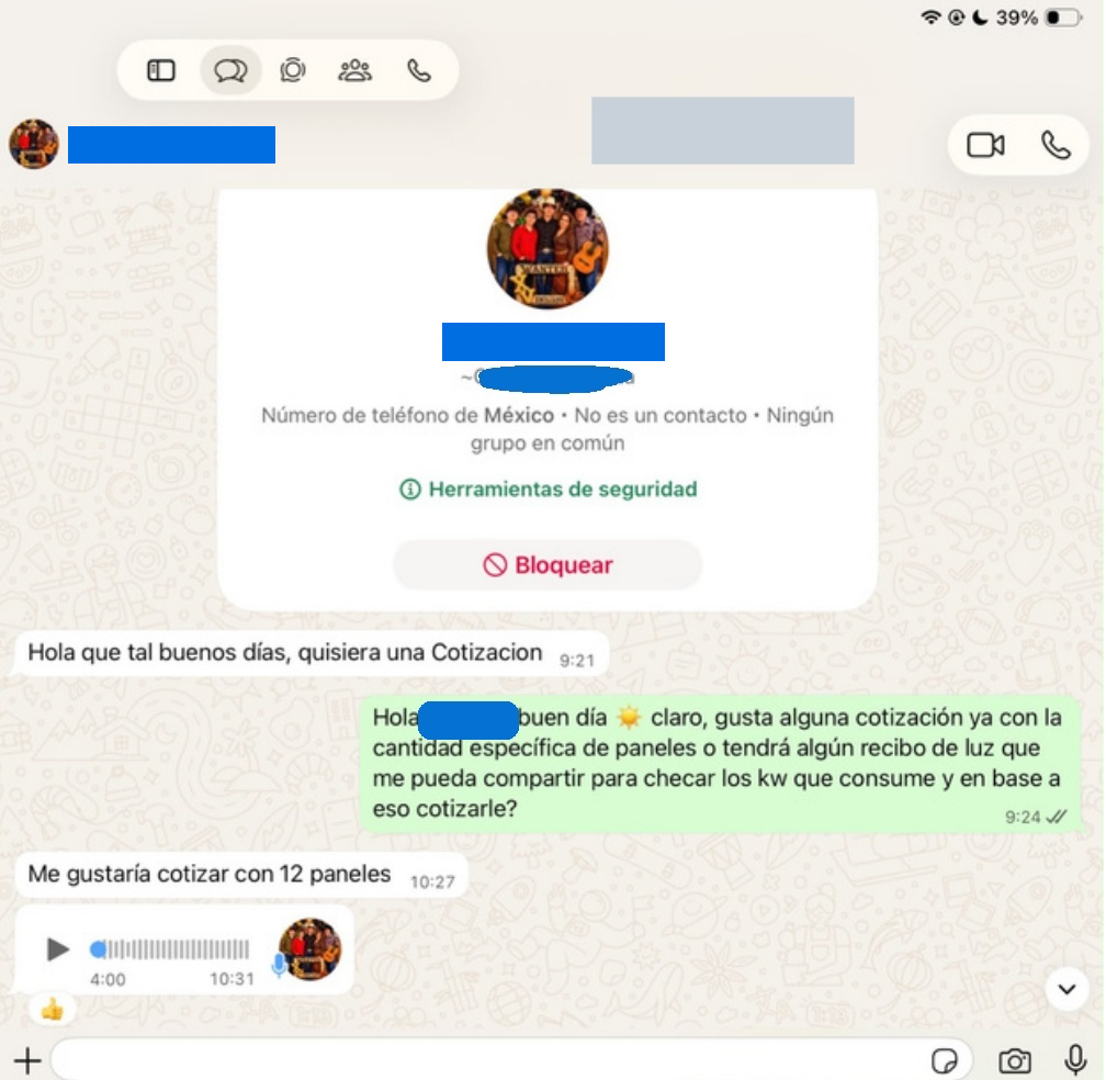 Conversación real de cliente potencial 1