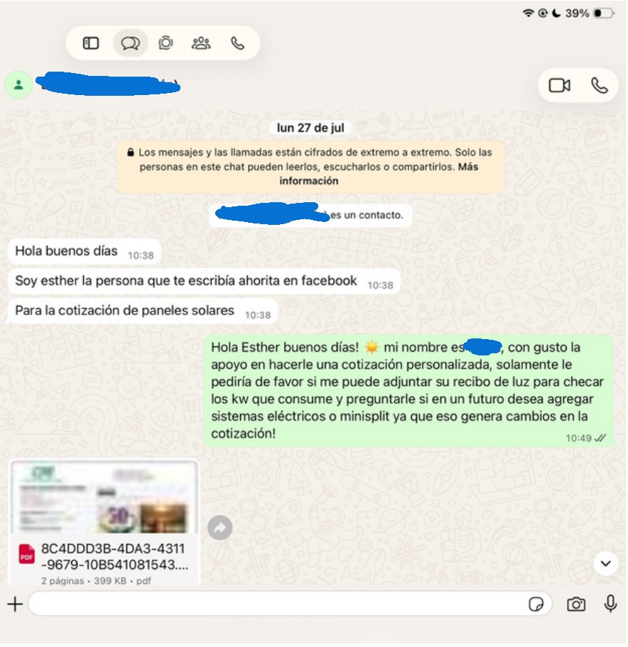 Conversación real de cliente potencial 4