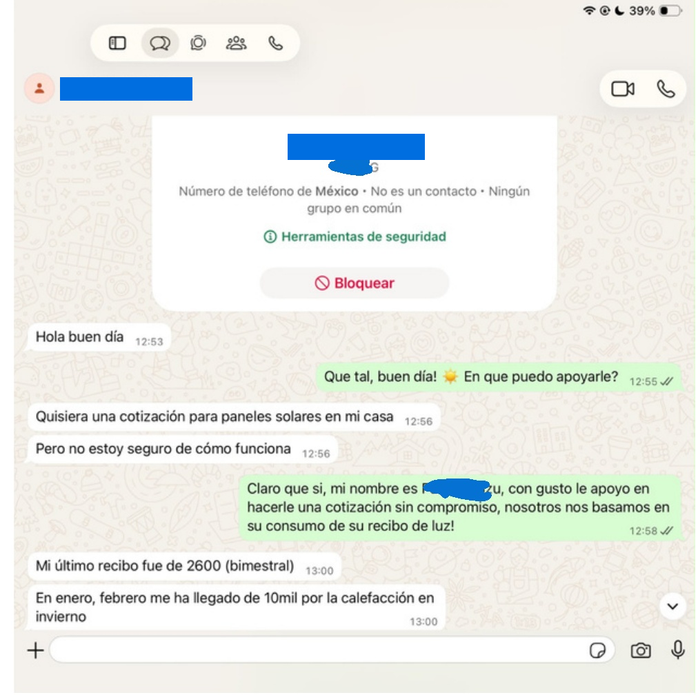 Conversación real de cliente potencial 2