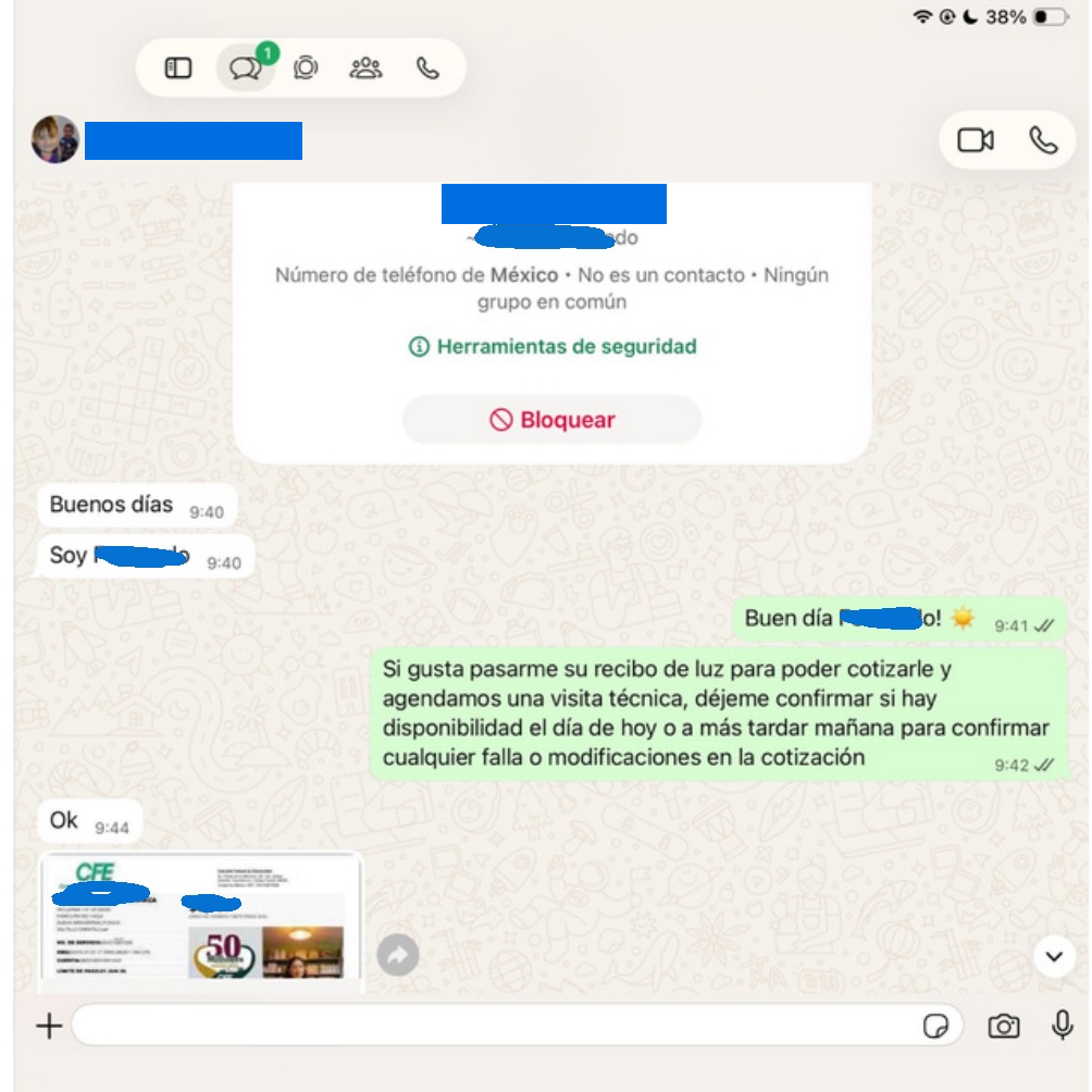 Conversación real de cliente potencial 3
